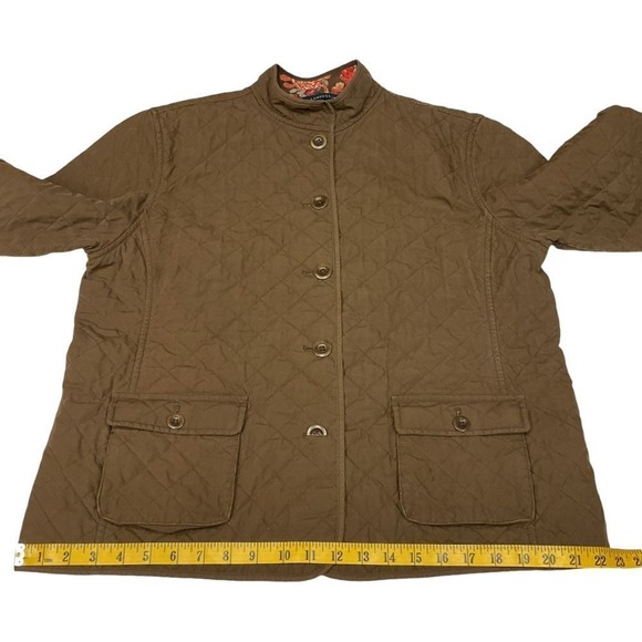 Lands' End Thermolite Reversible Barn Quilted Jacket Brown Floral Print Size‎ L - Picture 10 of 16